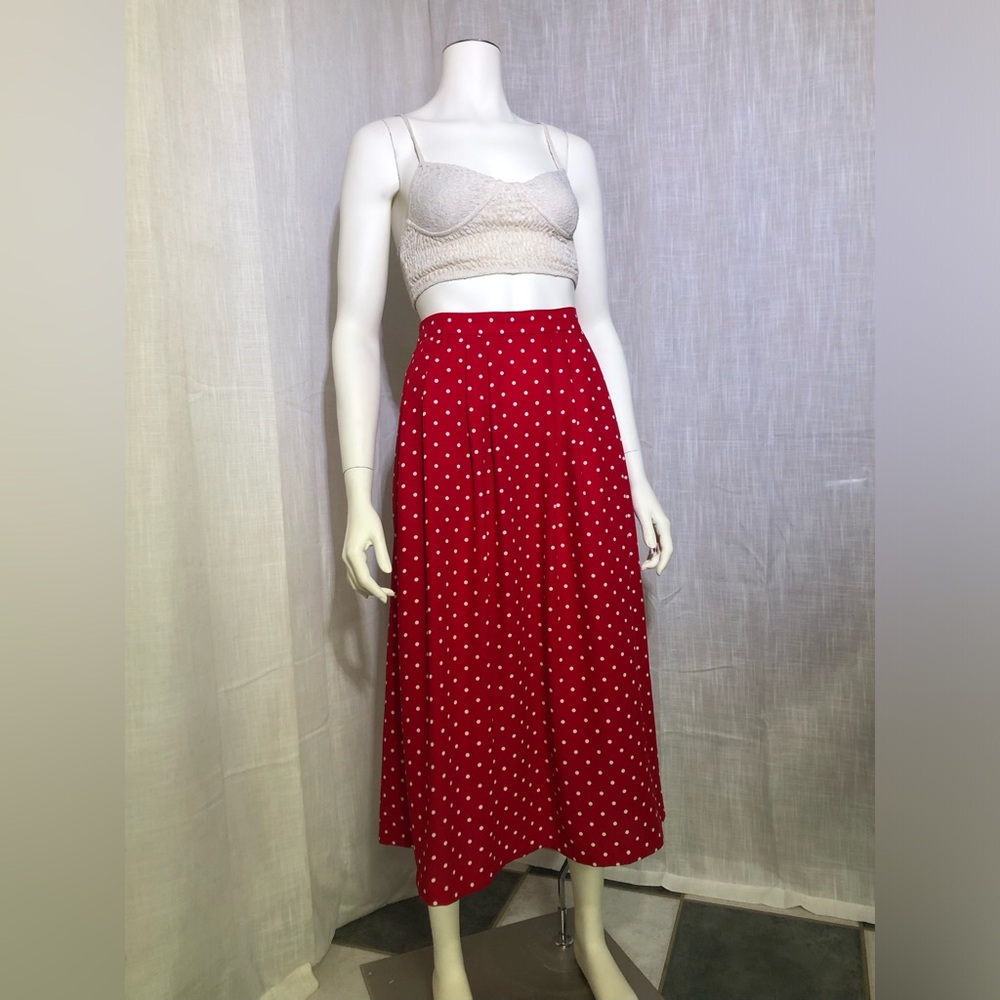 Sag Harbor Red Polka Dot Maxi Skirt